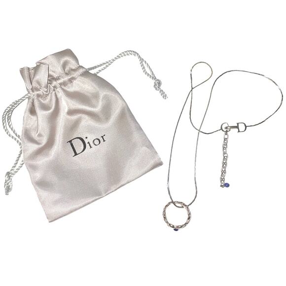 VTG Galliano Christian Dior Silver Metal Lapis Lazuli Flower Ring & Necklace Set - Picture 1 of 14